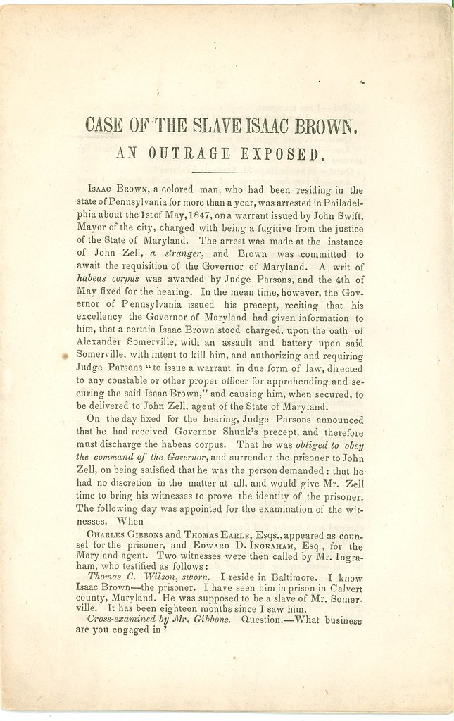 Newspaper article about Isacc Brown's case in Pennsylvania